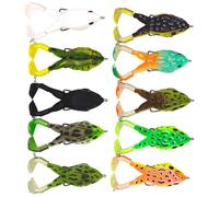 Lures de Grenouille de pêche avec des Taches Noires Design réaliste Crochets de Poisson cachés Jambes Douces et Jupe Topwater Bass Snakehead pêche appâte