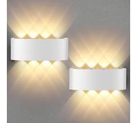 Lureshine 2 Pezzi Applique da Parete Interno, Applique su e giù, Applique Murale in Alluminio Pressofuso 8W Blanc, IP 65 Applique da Esterno LED 3000K Bianco Caldo, Applique da Esterno per Garage