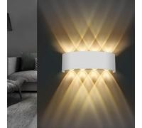 Lureshine Applique Murale Intérieure, 22x8x5cm Applique Murale Up and Down, Applique Murale Extérieure Noire 8w, IP 65 Aplique Murale LED Blanc Chaud 3000K, Luminaire Murale Intérieure Salon
