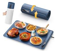 Lureshine Chauffe Plat Electrique pour 4 Températures & Minuteur 1/3/5h, Plaque Chauffante Electrique Portable et Rapide, Chauffe Plat électrique pour Réchauffer,Décongeler,Maison et Fêtes