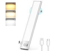 Lureshine Lampe de Placard 76 LED, Lampe à Détecteur de Mouvement Rechargeable USB Sans Fil, Luminosité Réglable avec 3 Couleurs Reglette Led Cuisine pour Armoires, Escalier, Couloir