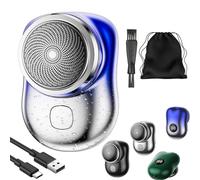 Lureza Rasoir électrique portable TLOPA Mini Rasoir électrique portable étanche pour voyage, bureau, voyage d'affaires avec brosse de nettoyage, charge rapide USB (bleu dégradé)