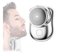 Lureza Shaver, Pocket Size Portable Electric Shavers for Men, Mini-Shave Portable Electric Shavers, Rechargeable Easy One-Button, Portable Powerful Waterproof Razor for Travel Office (Silver)