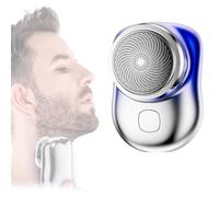 Lureza Shaver, Pocket Size Portable Electric Shavers for Men, Mini-Shave Portable Electric Shavers, Rechargeable Easy One-Button, Portable Powerful Waterproof Razor for Travel Office (Silver Blue)
