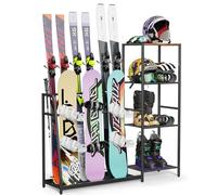 Lurgno Support autoportant pour planche à neige - 4 paires de skis, lot de 3 snowboard, bottes, bâton, lunettes, porte-casque pour garage, abri de jardin, sous-sol