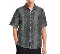 Lurhonp Chemise d'été décontractée à manches courtes pour homme Imprimé animal, noir, Taille L