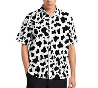 Lurhonp Chemise d'été décontractée à manches courtes pour homme Imprimé animal, vache, Taille M