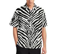 Lurhonp Chemise d'été décontractée à manches courtes pour homme Imprimé animal, zébré, Taille M