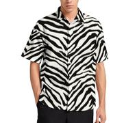 Lurhonp Chemise d'été décontractée à manches courtes pour homme Imprimé animal, zébré, Taille XL