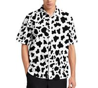 Lurhonp - Chemise hawaïenne pour homme à manches courtes - Chemise décontractée tropicale pour la plage, vache, Taille S