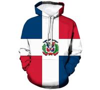 Lurhonp Sweat à capuche à manches longues avec drapeau de la République dominicaine, multicolore, Large