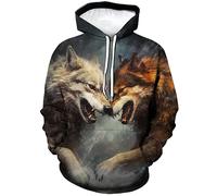 Lurhonp Sweat à capuche à manches longues avec motif loup pour homme, Multi2., Medium