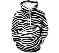 Lurhonp Sweat à capuche à manches longues imprimé zèbre pour homme et femme, multi1, Large