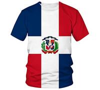 Lurhonp T-shirt à manches courtes drapeau de la République dominicaine, multicolore, Taille XL