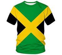 Lurhonp T-shirt décontracté à manches courtes drapeau jamaïcain, Jamaïque 01, XX-Large