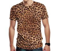 Lurhonp T-shirt décontracté à manches courtes pour homme Imprimé léopard, Multi2., Taille S