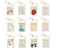 LURICO 12 Sacs en Tissu à Peindre pour Enfants, 18 x 12 cm Sacs Poitrine Enfants à Peindre, Petits Sacs à bandoulière en Tissu pour Enfants Sacs Poitrine pour fête, école