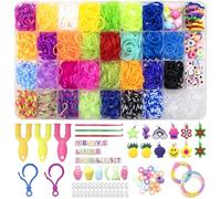 LURICO 1600+ Elastique Bracelet Kit, 36 Grilles Bricolage Élastique Loom Bands Kit avec Pendentifs,Clips,Perles Convient Fabriquer Activites Manuelles pour Enfants,Cadeau pour garçons et filles