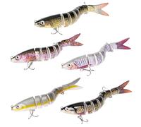 LURICO Leurre Pêche Carnassier Set, 5 Leurres Brochet 3D Ultra-Réalistes, Appâts de Nage Naturelle, Idéal Aussi en Leurre Mer, Cadeau Parfait pour Les Passionnés de Pêche