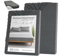 Luriseminger Lot de 2 Drap Housse, 160 x 200 x 25 cm, Drap Housse avec Élastique Complet en Polyester Microfibre, Polyester Microfibre Brossée