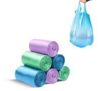 LURNODY 120 Pièces Sac Poubelle 2l 35 * 45CM Sac Poubel Petit Sac Poubelle En Rouleau, Petits Sacs En Plastique Adaptés à Une Mini Poubelle/Chien/Voiture à Crottes (Bleu, Vert, Violet, Transparent)