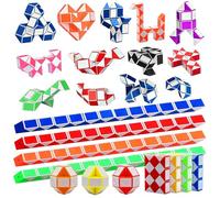 LURNODY 15 Pièces avec 24 Blocs Serpent Magique Snake Puzzle, Mini Magic Snake Cube, Twist Puzzle Toy, Casse Tete Enfant, Idées Cadeau Anniversaire Enfants, pour Enfants et Adultes