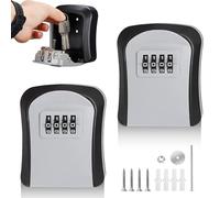 LURNODY 2 Pièces Boîte à Clé avec Code 4 Chiffres, Bouton Tournant pour Ouvrir La Boîte, Key Lock Box Antirouille, Coffre à Clé étanche avec Code Numérique Adapté à la Salle du Bureau à Domicile