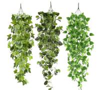LURNODY 3 Pièces Plante Artificielle Tombante, 110cm Fausses Plantes Plante Suspendue Artificielle, Convient pour La Décoration Murale de Fête de Restaurant de Mariage de Chambre à Coucher