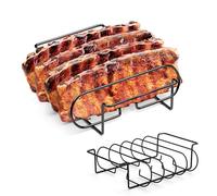 LURNODY Support de Cuisson Acier Rib Rack, Accessoires Barbecue, Support pour Barbecue, pour Côtes Barbecue Métal, Support de Poulet à Griller, pour Griller des Côtes d'agneau