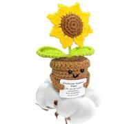 LURNODY Tournesol Tricoté 1 Pièce Knitted Sunflower Principalement Marron avec Un Peu de Vert et de Jaune Tournesols Mignons au Crochet Convient comme Cadeau à des Amis pour Exprimer Vos Sentiment