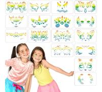 LURNODY Visage Peinture Pochoirs,Pochoir Maquillage Enfant Visage,Maquillage Visage Enfant,Kits de Peinture de Visage Réutilisables Parfait pcour Les Enfants, L'école, Les Anniversaires,le Cosplay