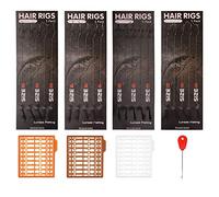 Luroad Carp Fishing Hair Rigs, 20 Pcs Courbé Barbless Carp Hook Anti--Tangle Pivotant Fil Tressé Fil avec 3 Cartes Boilie Bait Stop Dumbell Bouchons et Stringer Aiguille, Taille 2 4 6 8