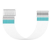 Luroad Lot de 10 bas de ligne de pêche en fluorocarbone pré-noués avec émerillons, boutons-pression à sertir pour ligne de pêche, leurres et hameçons (bleu, 20 pièces, 40 cm-13,6 kg)