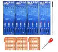 Luroad Montage de Cheveux pour la Pêche à la Carpe 20 PCS - Hameçons à Carpe incurvés barbelés, Hameçon tressé Carpe Accessoires avec boilie rig Carpe Leader, 3 Bouchons bouillette (Size 10)