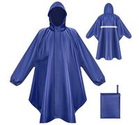 LUROON Poncho Pluie Imperméable avec Capuche Cape de Pluie Pliable avec Poches Bandes Réfléchissantes, Poncho Imperméable Unisexe Poncho Pluie Réutilisable,Cape de Pluie pour Randonnée Voyage Cyclisme