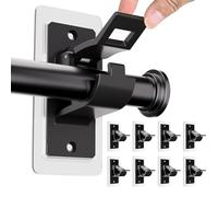 lurora2021 Lot de 8 Supports Tringle à Rideaux sans Percage - Crochet Adhésif Mural Rideau Noir Réglable - pour Salle de Bain, Salon et Cuisine (8, Rectangulaire)