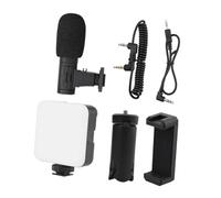 Lurrose 1 Ensemble Kit de Vlogging Smartphone Complet avec Microphone Lampe de Remplissage Réglable Support de Téléphone et Trépied pour Créateurs de Contenu