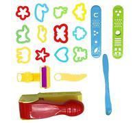 Lurrose 1 Jeu Kit De Pâte À Modeler Colorée Avec Moulages Diy Et Extrudeuse De Outils Pour Accessoires De Créativité Et Imagination 18 Pcs