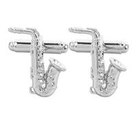 Lurrose 1 paire de boutons de manchette en forme de saxophone - Boutons de manchette instrument de musique pour amateur de jazz - Ornement de costume en cuivre - Accessoires de smoking pour gentleman