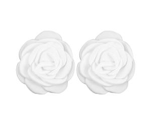 Lurrose 1 Paire de Clips Décoratifs pour Chaussures en Tissu Fleur Camélia 6 Cm, Accessoires Créatifs DIY Blancs, Pinces Légères pour Personnalisation et Décoration de Chaussures
