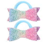 Lurrose 1 Paire D'élastiques Cheveux Nœud Noeud Brillant en Tissu, Élasticité, pour Queue de Cheval Fille, pour Fêtes et Occasions
