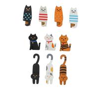 Lurrose 10 pièces Lot de Pinces à Linge Bois Forme de Chat Petites Épingles Créatives Clips Photo et Sacs Robustes et Décoratives pour Maison