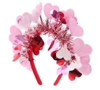 Lurrose 10 Pièces Serre-tête Forme Cœur à Paillettes Bandeau Floral Rose Élégant pour Mariée Accessoires Confortables pour Mariage Saint-valentin et Fêtes