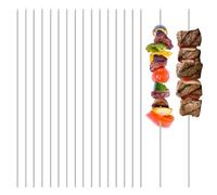 Lurrose 100 Bâtonnets de Barbecue en Acier Inoxydable Argentés, Petits et Pratiques, Lot de 100 Pièces pour Bbq et Pique-niques Extérieur