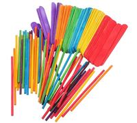 Lurrose 100 Bâtonnets de Glace en Bois Colorés 50 Bâtonnets Plats 15x1,8 Cm 50 Ronds 15x0,5 Cm Matériel Artisanat DIY pour Fabrication de Crème Glacée Maison et Loisirs Créatifs