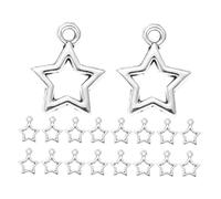 Lurrose 100 Pièces Breloques Étoile Argentées Miniatures Métal pour Bracelets Colliers Porte-clés DIY Pendentifs Creux à Cinq Branches Faciles à Fixer et Accessoires de Bijoux Créatifs