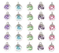 Lurrose 100 Pièces Perles de Verre pour Bracelet de Boule en Verre Délicate Anneau Suspendu, Breloques Fabrication de Bijoux et Porte-clés Créatifs