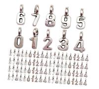 Lurrose 100pièces Breloques Chiffres Alliage pour Colliers Bracelets Porte-clés et Décorations Pendentifs Numérotés pour Création de Bijoux DIY