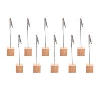 Lurrose 10pcs Clips Serrage-cartes en Bois et Fer pour Bureau, Porte-photo et Mémo, Support Pratique pour Photos et Notes, pour Usage de Bureau