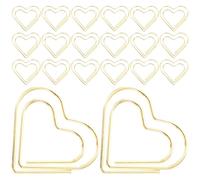 Lurrose 120 Pièces Trombones pour Classement de Documents en Métal de Cœur Doré, Matériau Renforcé Design Élégant et Décoratif, pour Bureau et École